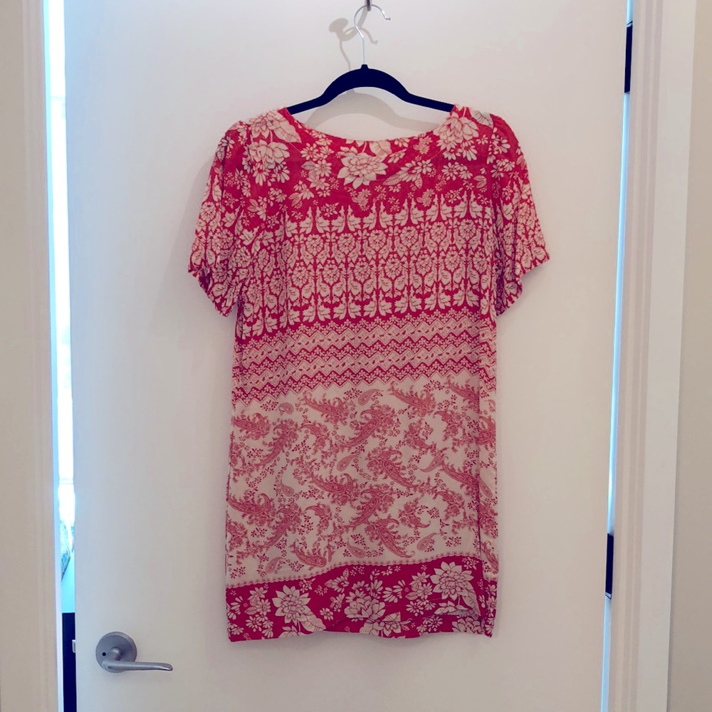 Novella Royale orange/cream paisley mini dress